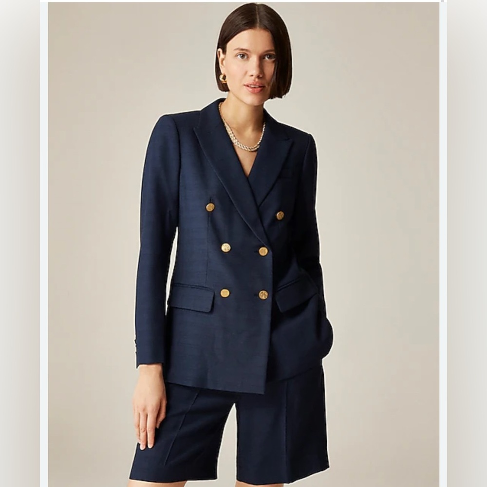 J. Crew Double-Breasted Navy Blazer with Gold Accents